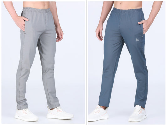 Combo of 2 Men's 4 Way Stretch Lining Silver and DarkGrey Track Pant