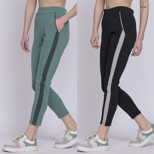 Combo of 2 Women's 4-Way Stretchable Track pant (Full Pipen)